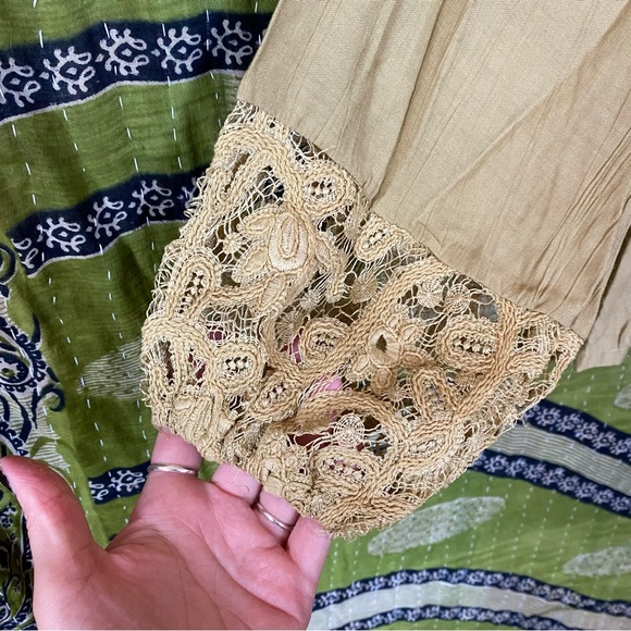 NWT Salt Mustard Green Crochet Prariecore Long Sleeve Blouse Size Small - Picture 8 of 15